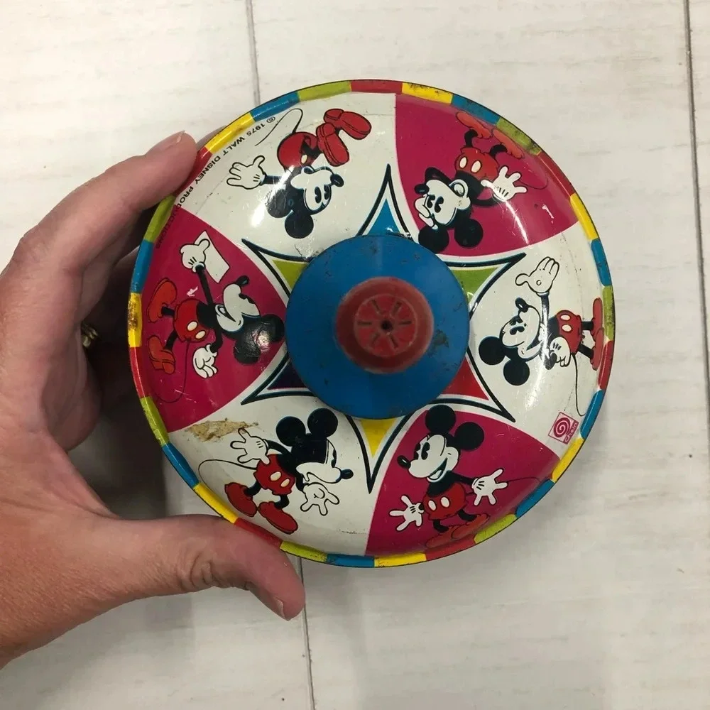 Vintage 1975 Chein Mickey Mouse Spinning Tin Top Walt Disney‎ Productions